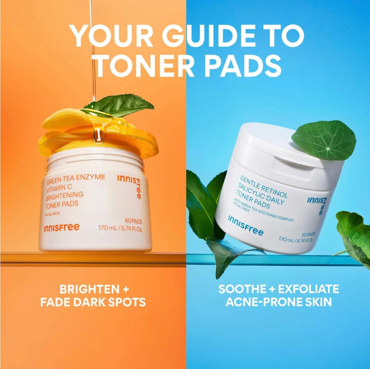 Innisfree - Daily Gentle Toner Pads ( Retinol Salicylic / Green Tea)