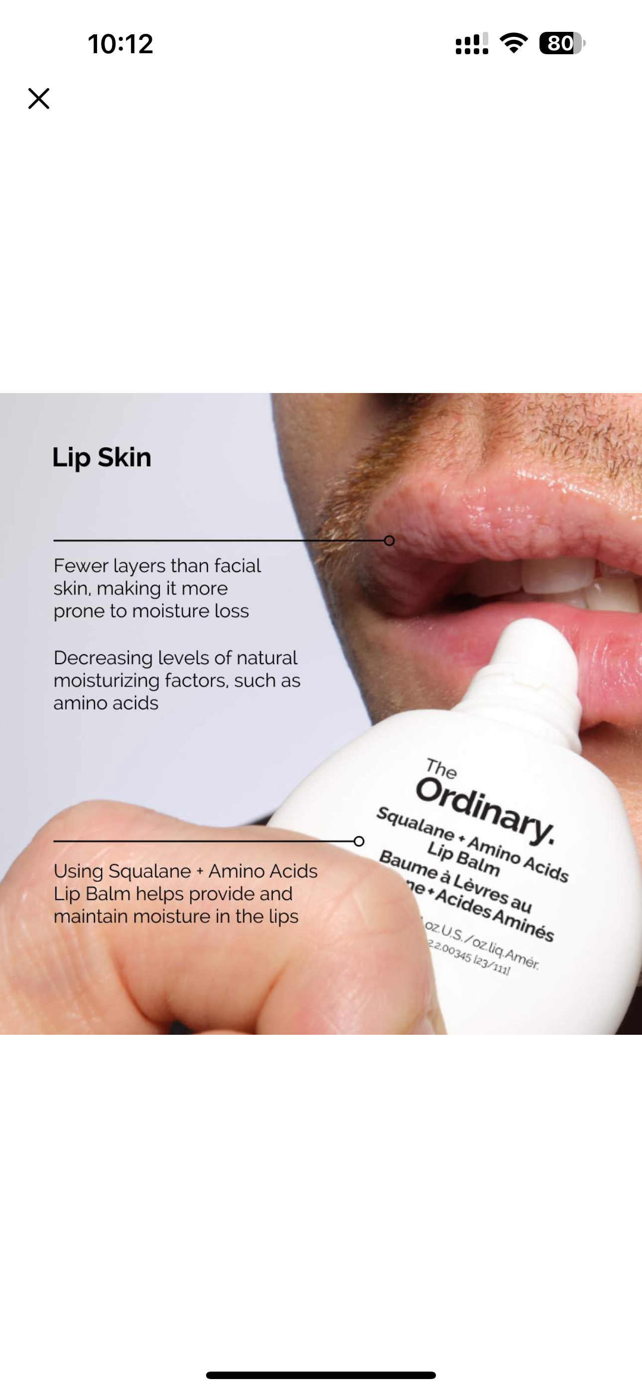 The Ordinary Squalene + Amino acid Lip Balm